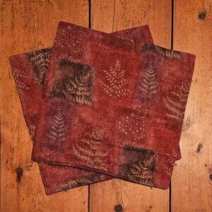 Large Pillow Covers in Burgundy with Ferns (set of 2)